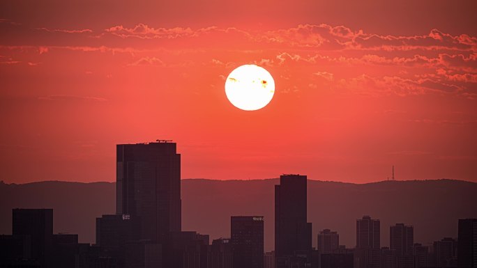 重庆城市风光日出特写