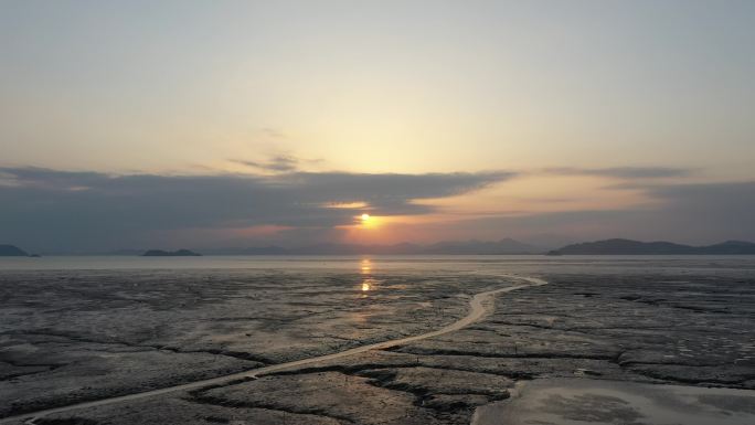 玉环海涂夕阳   海滩落日