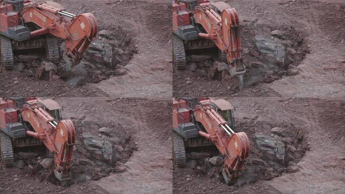 工地  挖土机 工程机械开挖 土石方工程