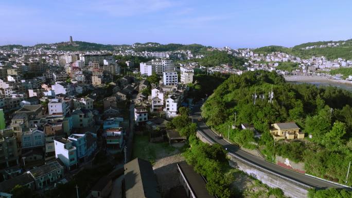 温州市洞头岛海边公路跨海大桥航拍