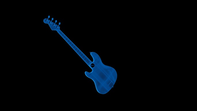 蓝色科技线条摇滚吉他透明通道素材