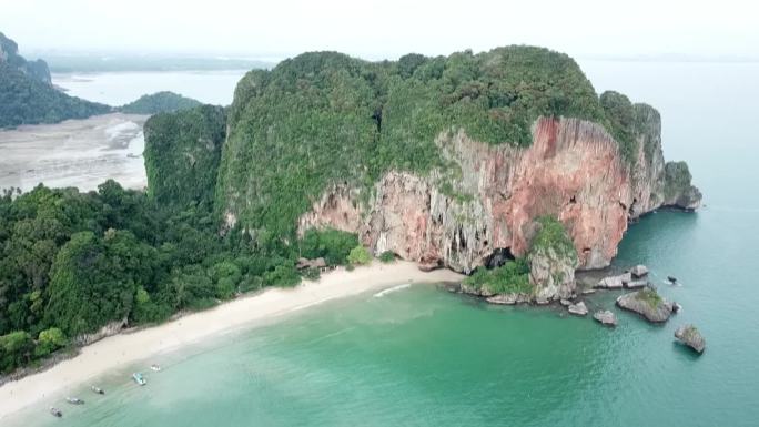 泰国甲米莱利海滩攀岩航拍