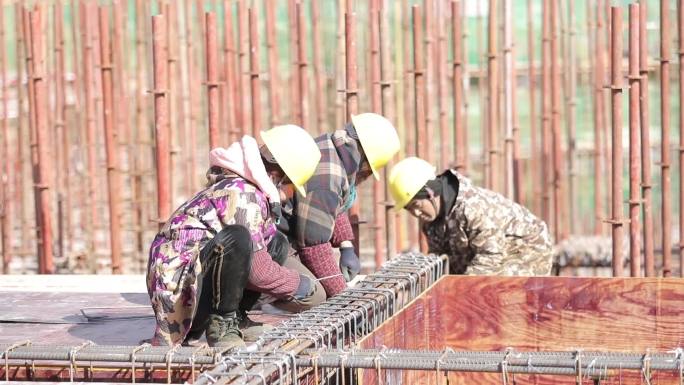 实拍建筑工地农民工城市建设