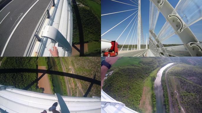 法国米约高架桥上跳伞运动员爱好者跳伞