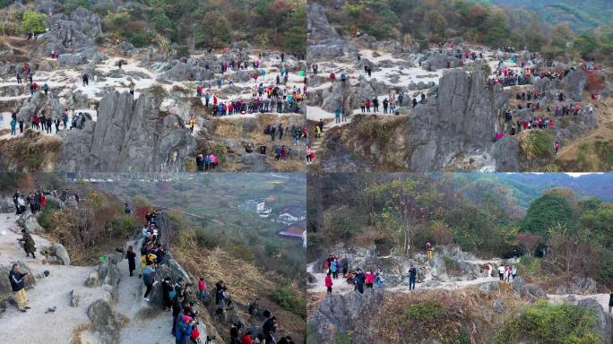 婺源石城大量人群旅游观光