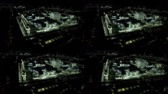 炼油厂化工厂夜景航拍
