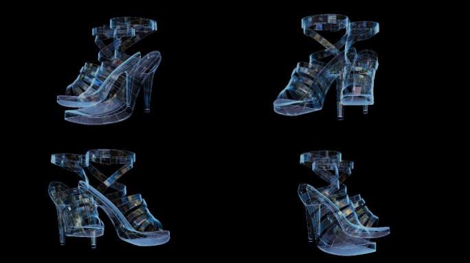 科技息HUD高跟凉鞋透明通道素材