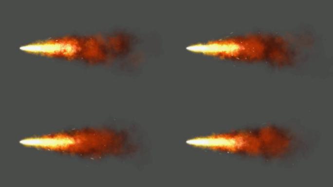 火焰 喷火 流星 拖尾 烟雾火箭发射穿梭