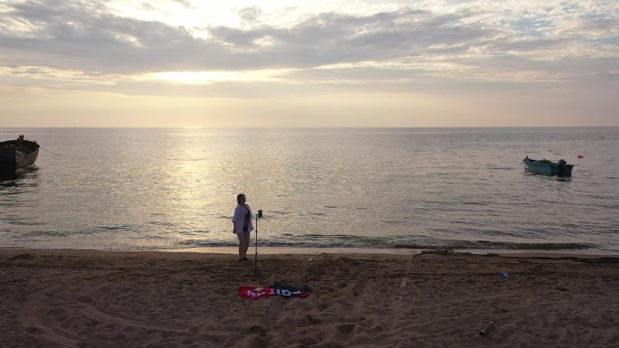 海边夕阳人物直播 渔民直播