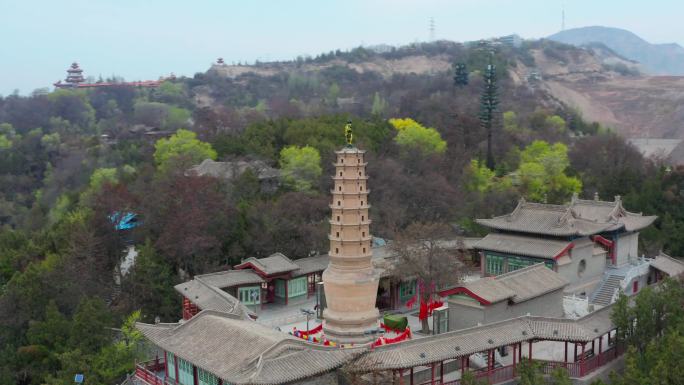 航拍兰州白塔山白塔寺