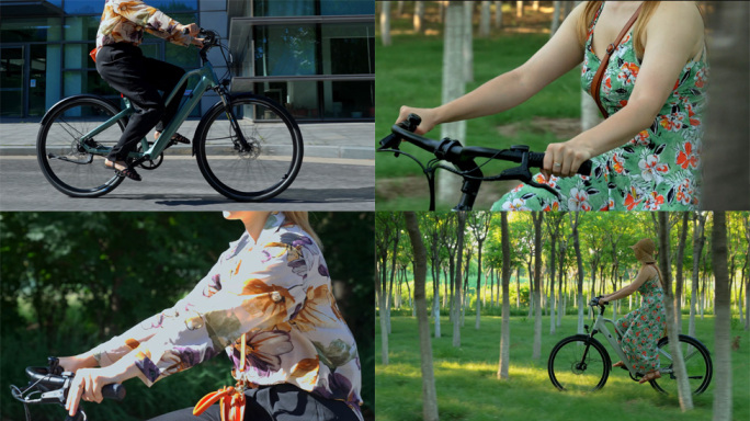 骑行自行车单车通勤绿色出行交通低碳