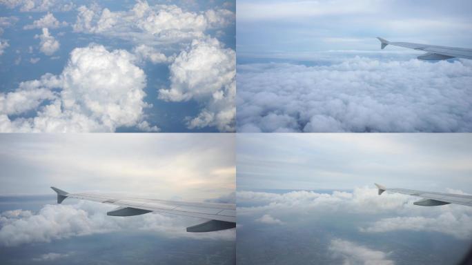 飞机窗外的云海景色