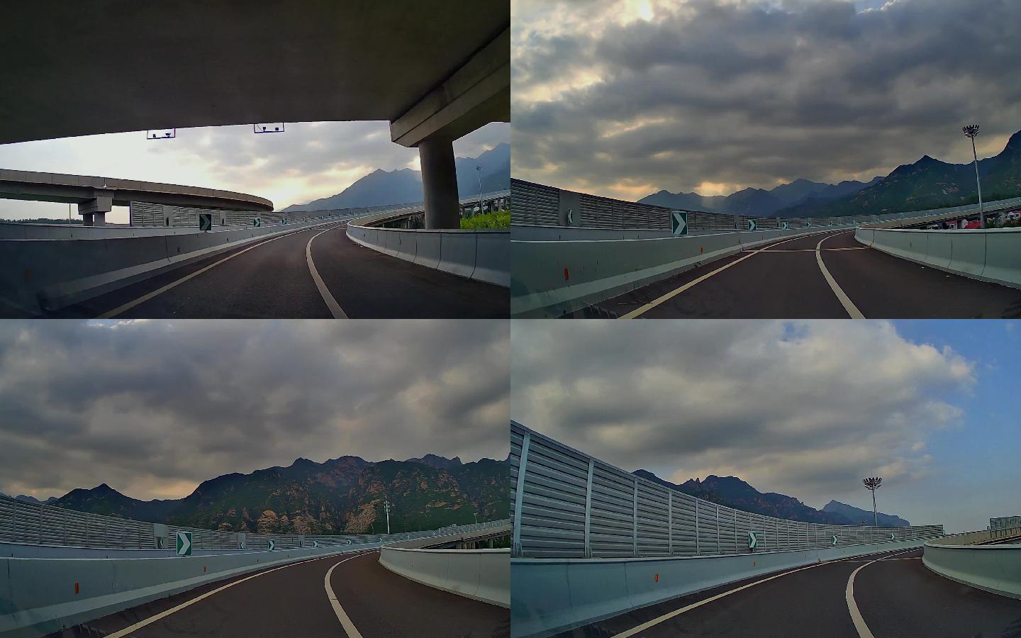 行车素材.高速盘桥和海坨山日暮云影