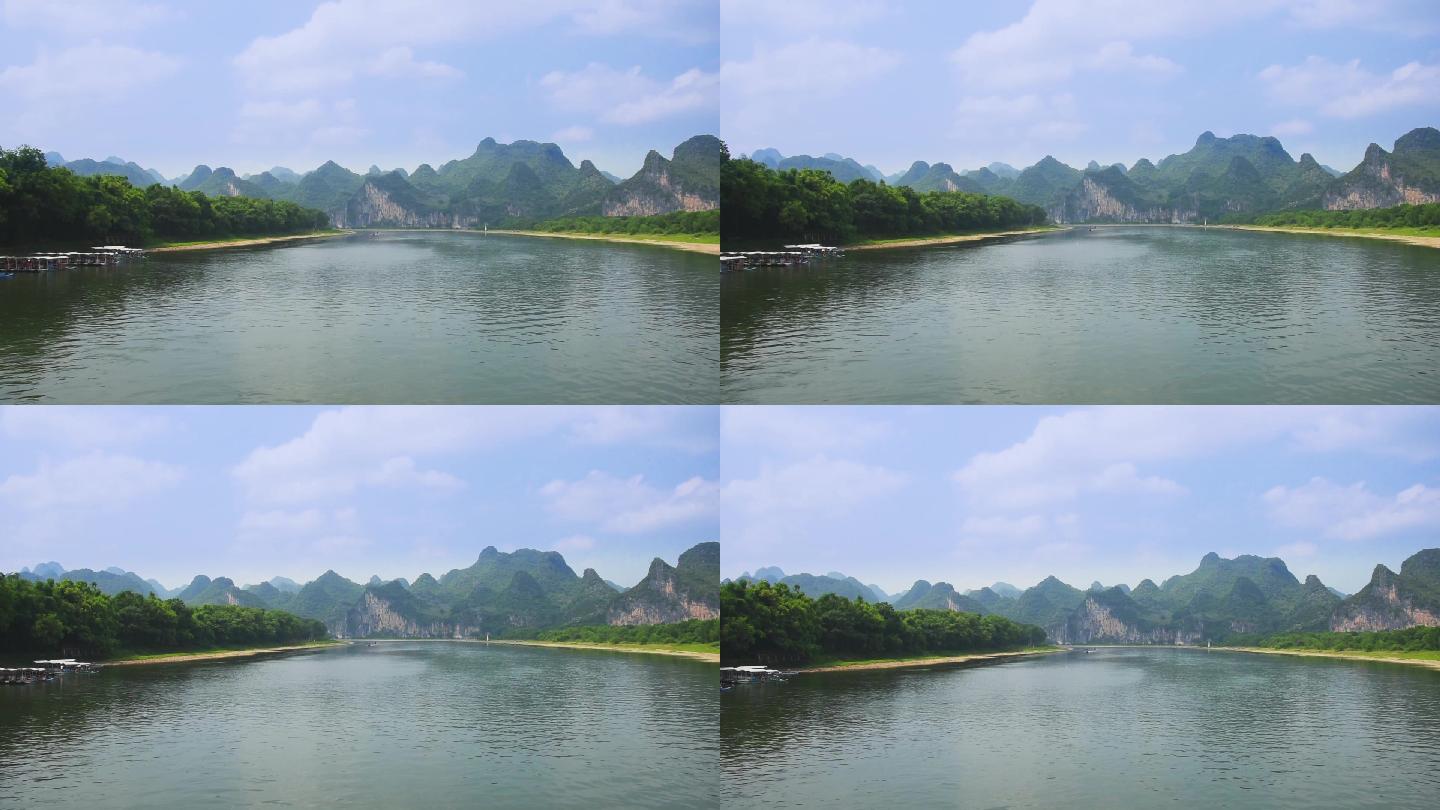 广西桂林漓江上乘船拍摄桂林山水