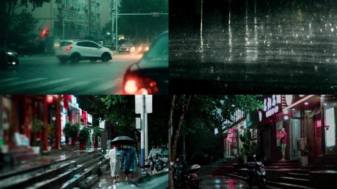 【原创4K】城市夜间大雨暴雨