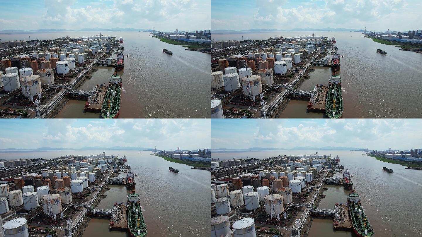 航拍宁波镇海海运港口散货码头
