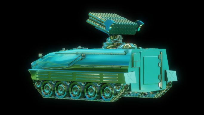 赛博朋克军绿反坦克装甲车透明通道素材