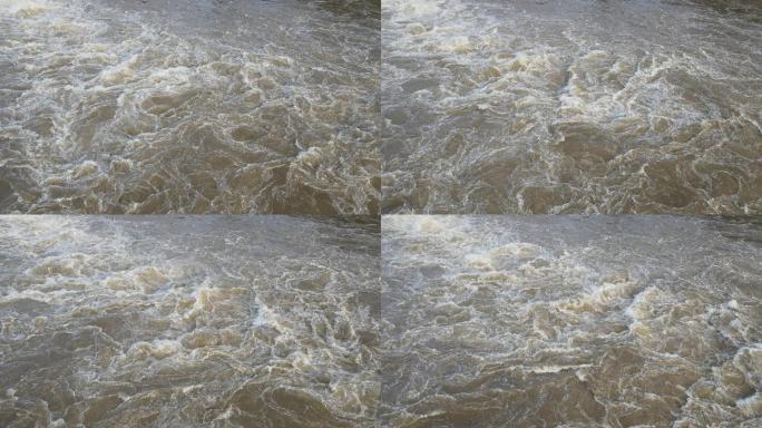 洪水滔天水花翻滚素材河面滚滚流水