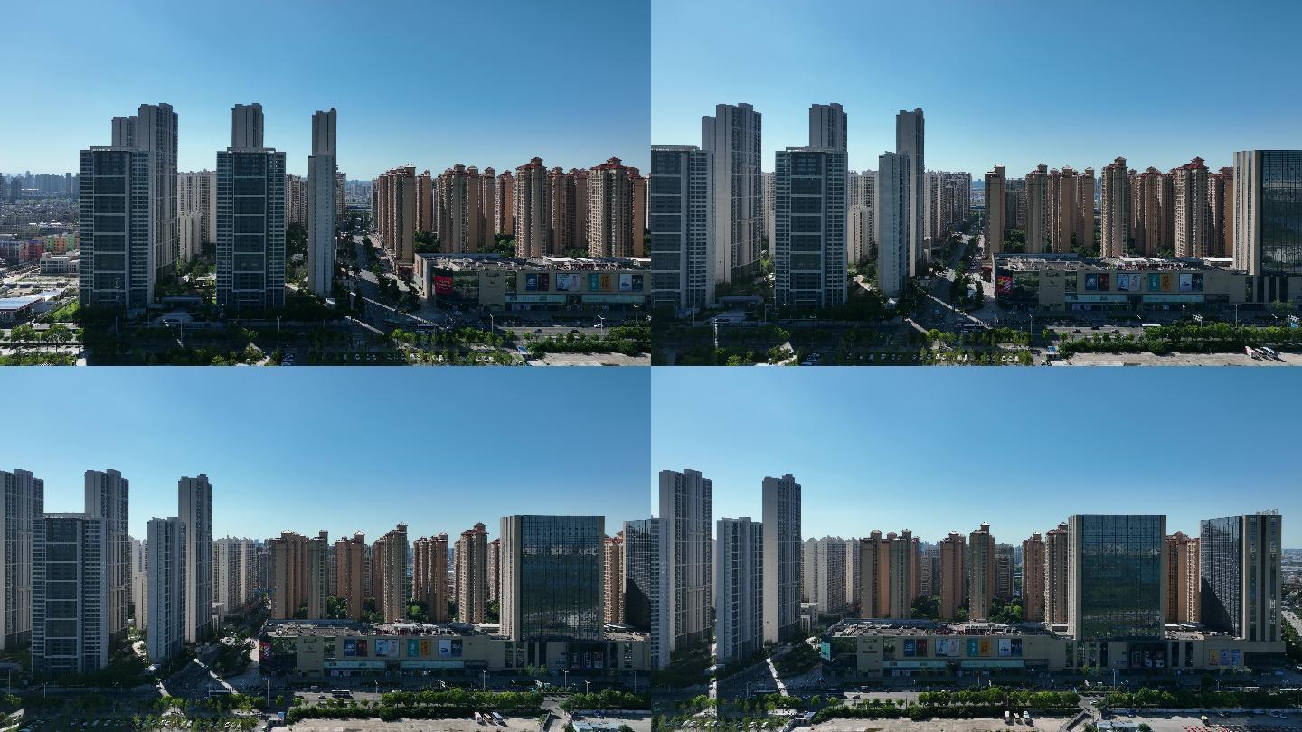 航拍襄阳市襄州区城市风光现代都市风景