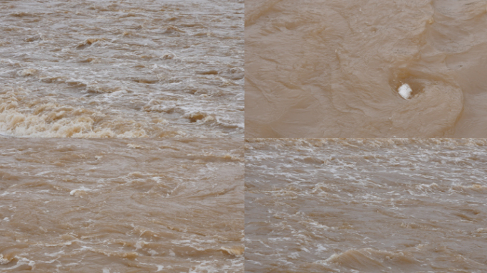 雨后混浊的河水翻滚翻腾 漩涡