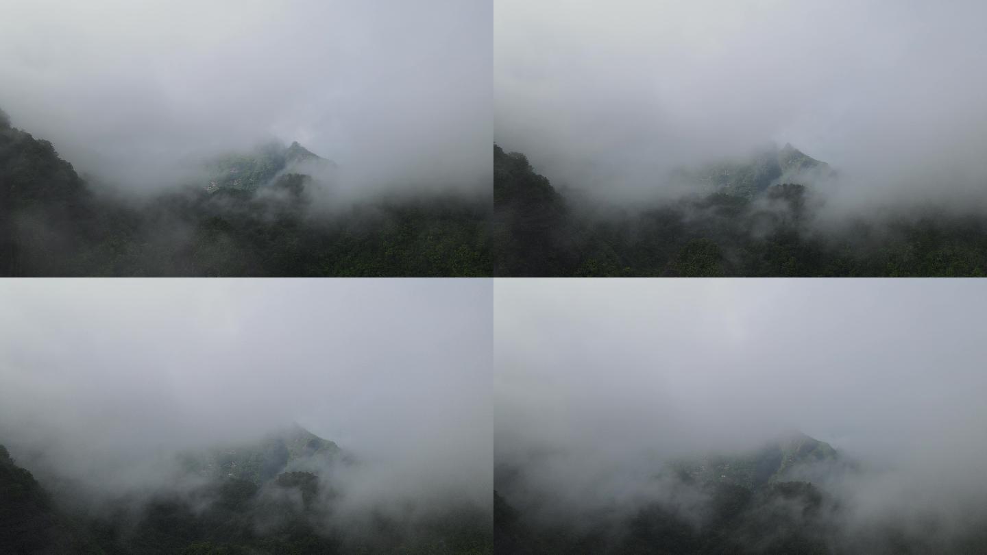 云雾缭绕笼罩山头