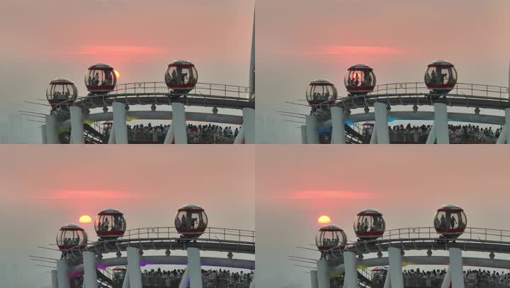 4K正版-夕阳下的广州塔摩天轮 05