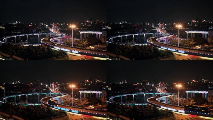 重庆城市夜景立交桥交通车流灯光