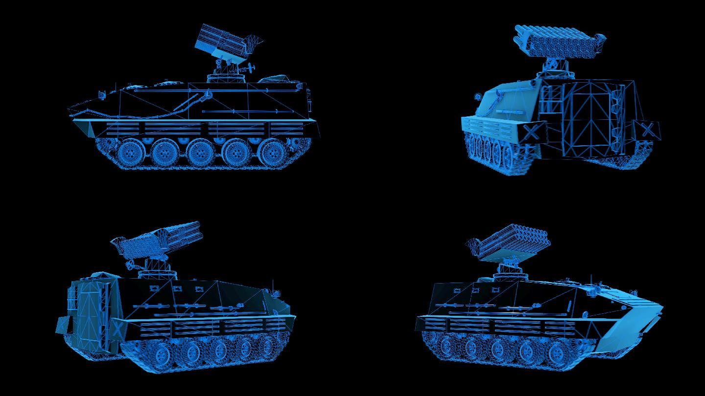 蓝色科技线条反坦克装甲车透明通道素材