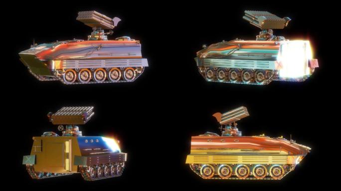 赛博朋克军绿反坦克装甲车透明通道素材