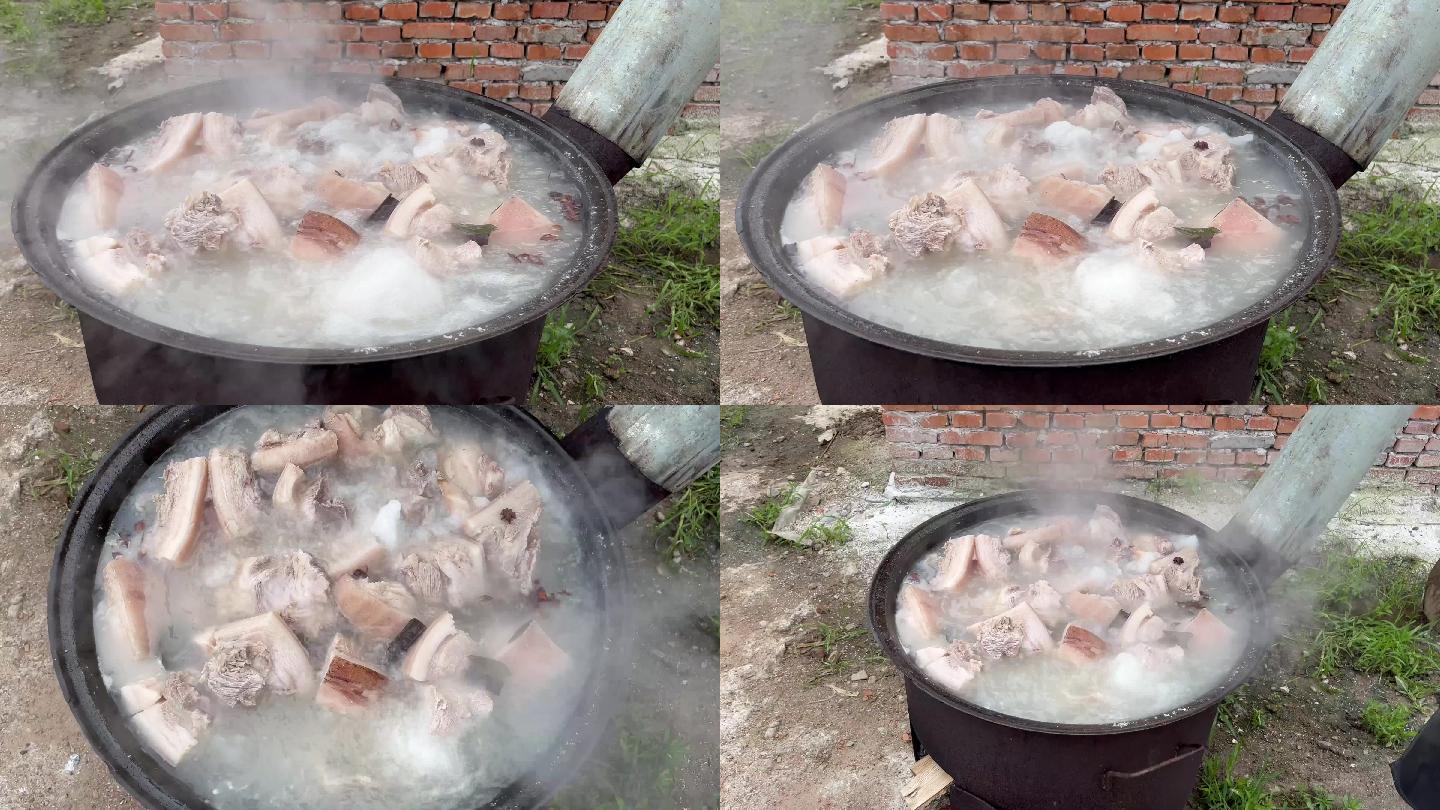 炖肉 大铁锅炖肉 打铁锅 户外做法 猪肉