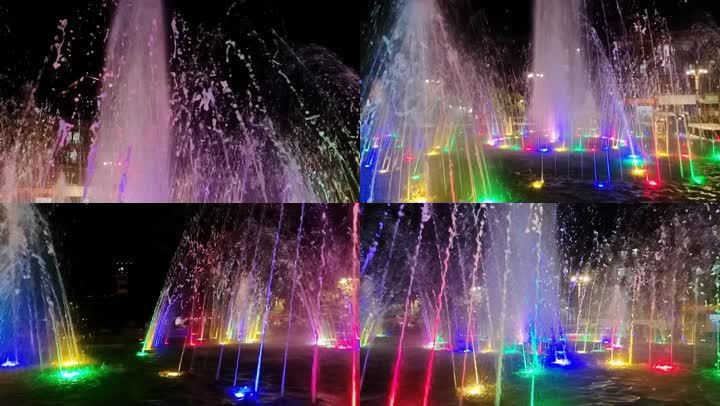 水幕水喷泉表演广场喷泉城市喷泉慢镜头拍摄