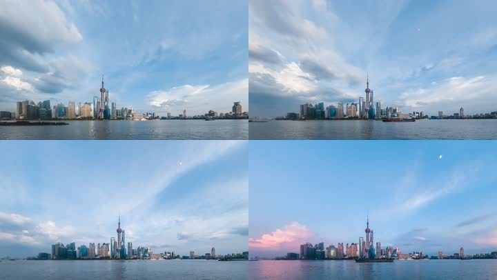 4K上海北外滩世界会客厅日落摇镜头延时