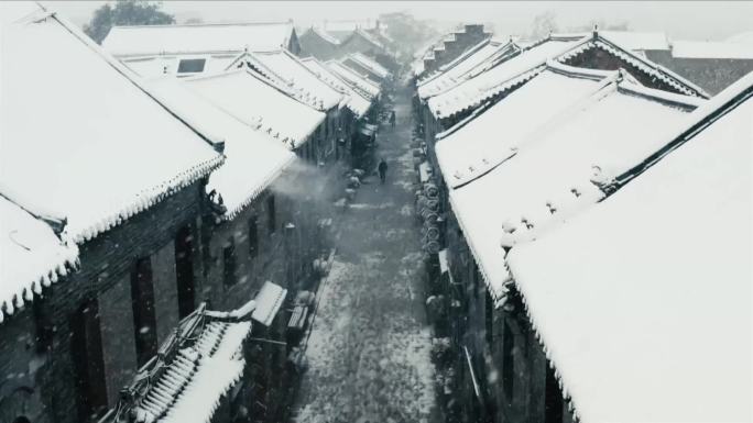 雪景古城航拍
