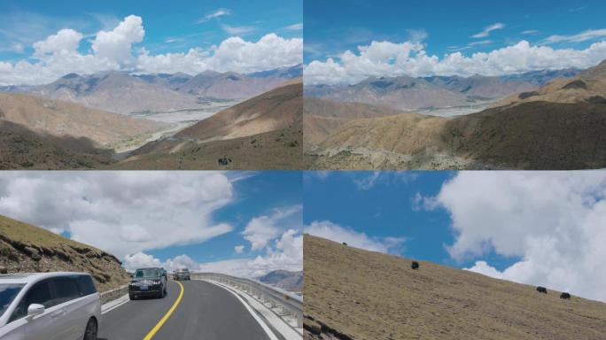 高原山路汽车行驶窗外美景