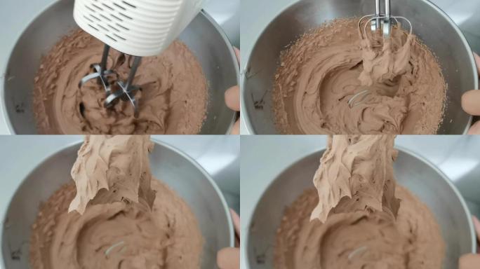 搅拌机搅拌巧克力奶油