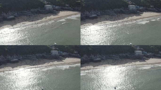 「有版权」原创LOG航拍沙滩玩水的人4K