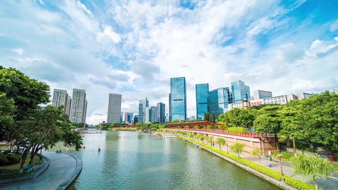 佛山地标千灯湖大气延时