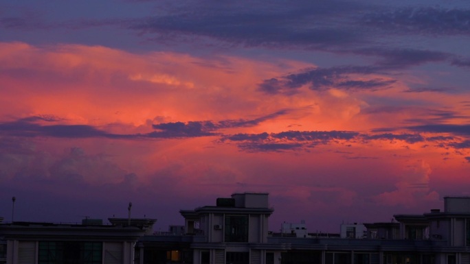 城市云层 夕阳 粉色