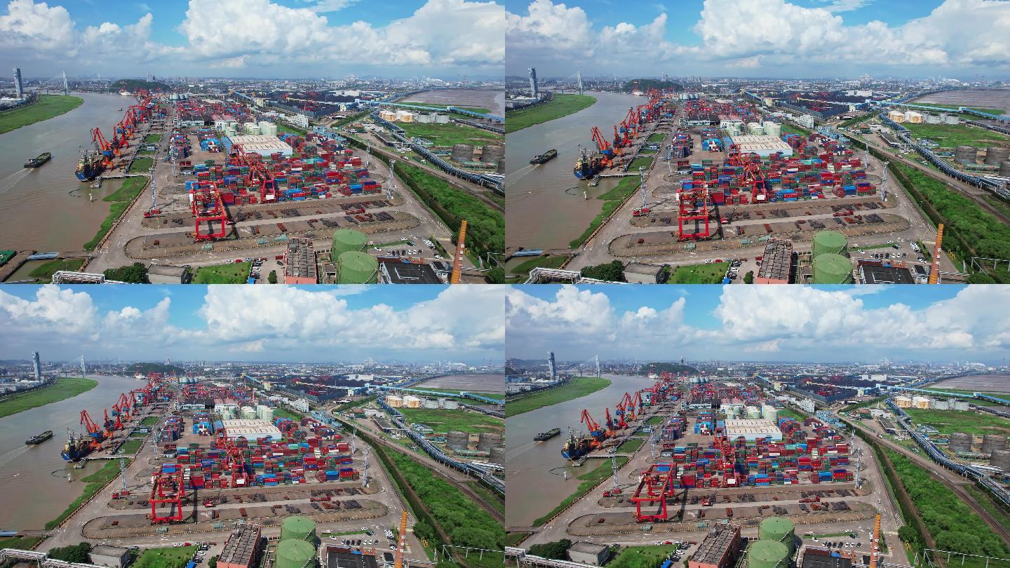 航拍宁波镇海海运港口散货码头