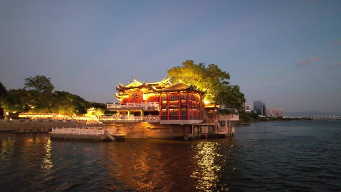 原创 福州金山寺古建筑夜景风光航拍