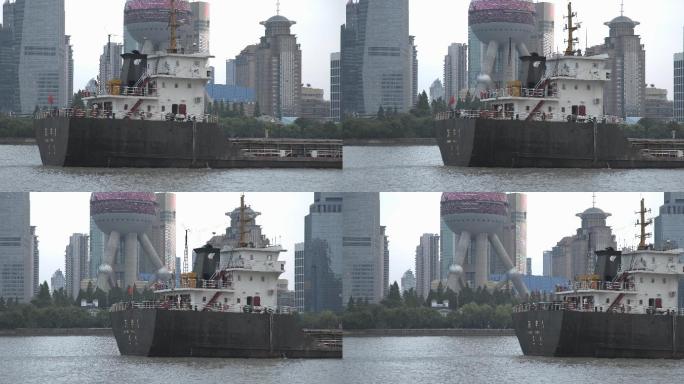 8K实拍上海黄浦江货轮轮船