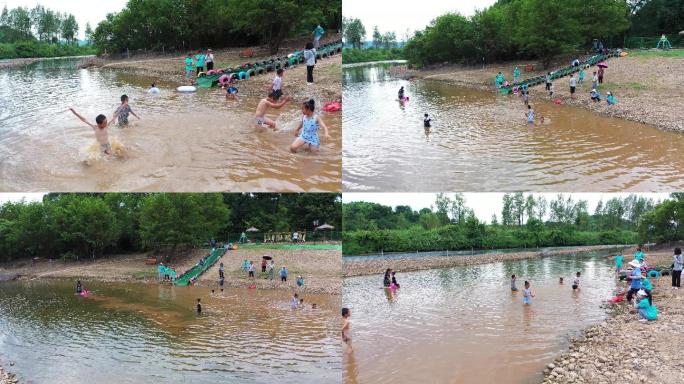 夏日孩童戏水