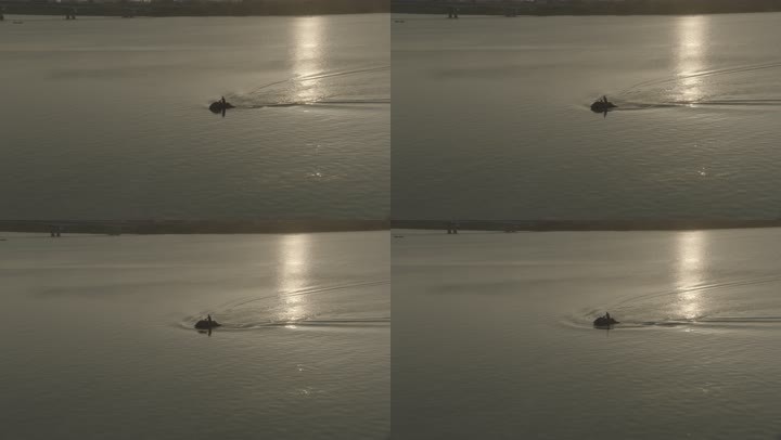 夕阳 河流 湖面 阳光 4k 游艇 船
