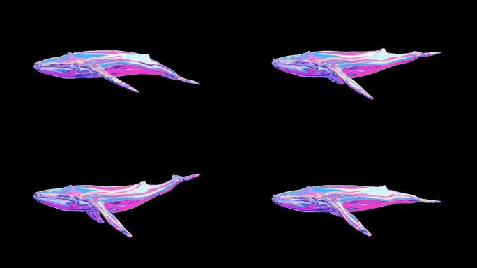 赛博朋克元宇宙鲸鱼动画透明通道素材