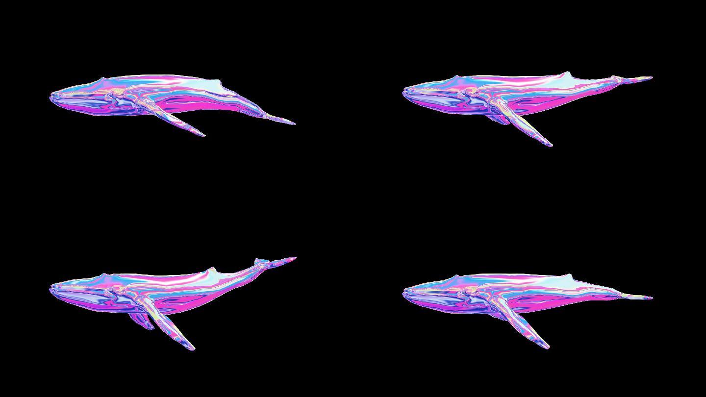 赛博朋克元宇宙鲸鱼动画透明通道素材