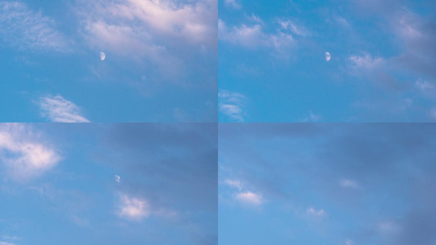云层 月亮 月牙 傍晚的月亮