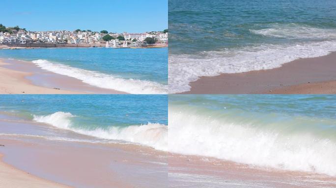 海滩海浪拍击沙滩升格慢动作5