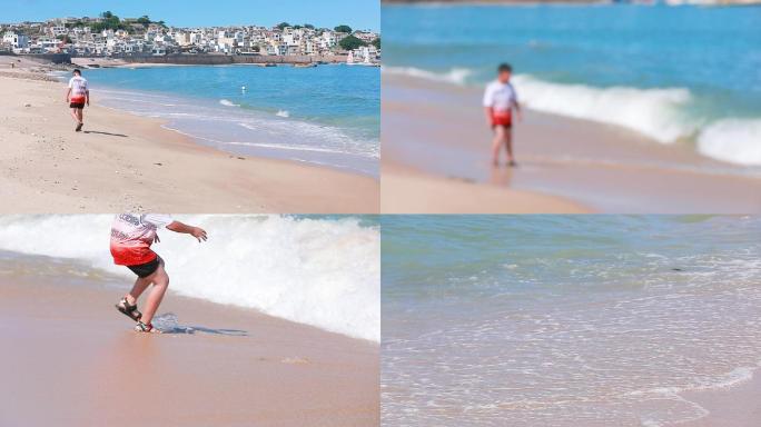 海边儿童玩水逆水安全事故