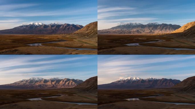 新疆宣传片塔县塔合曼湿地日落延时摄影