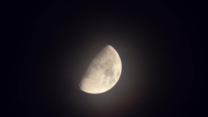 4K月亮延时残月落下月光月球坑特写